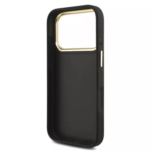 Guess Apple iPhone 18 Pro Max PU Leather 4G Metal Logo Gold Frame hátlapvédő tok fekete (GUHCP18X4GMGCGR)
