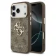 Guess Apple iPhone 18 Pro PU Leather 4G Metal Logo Gold Frame hátlapvédő tok barna (GUHCP18L4GMGCBR)