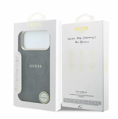Guess PU Leather Embossed MagSafe Apple iPhone 18 Pro hátlapvédő tok fekete (GUHMP18LP4MSEGCK)