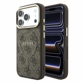   Guess PU Leather Embossed MagSafe Apple iPhone 18 Pro Max hátlapvédő tok, barna(GUHMP18XP4MSEGCW)