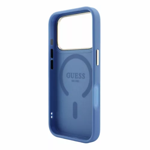 Guess PU Leather Embossed MagSafe Apple iPhone 18 Pro Max hátlapvédő tok, kék(GUHMP18XP4MSEGCB)