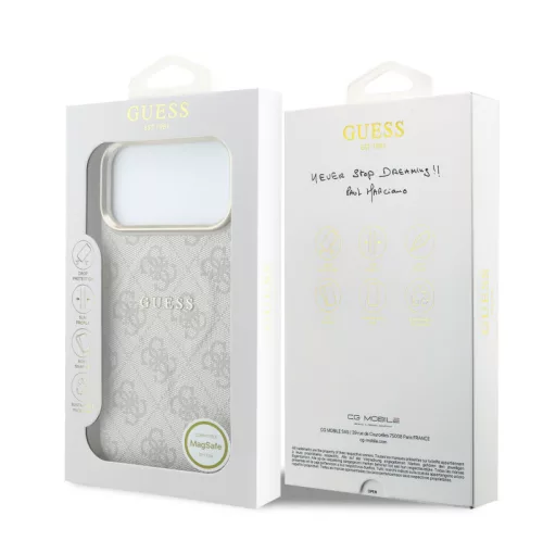 Guess PU Leather Embossed MagSafe Apple iPhone 18 Pro hátlapvédő tok, pink (GUHMP18LP4MSEGCP)