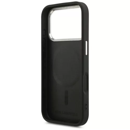 Karl Lagerfeld Embossed Open Ring RSG Logo Magsafe Apple iPhone 17 Pro / 18 Pro hátlapvédő tok fekete (KLHMP18LPSKRSGEK)