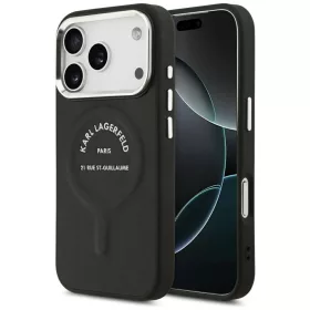   Karl Lagerfeld Embossed Open Ring RSG Logo Magsafe Apple iPhone 17 Pro Max / 18 Pro Max hátlapvédő tok fekete (KLHMP18XPSKRSGEK)
