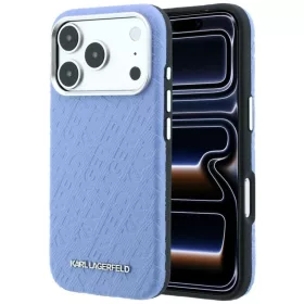   Karl Lagerfeld Grained Allover Logo Apple iPhone 18 Pro MagSafe hátlapvédő tok kék (KLHMP18LPSKLFOFB)