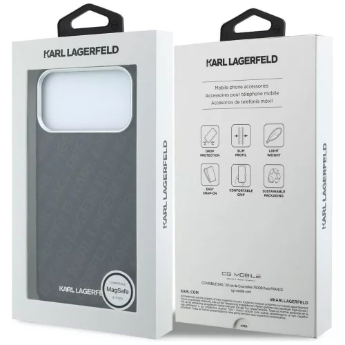 Karl Lagerfeld Grained Allover Logo Apple iPhone 18 Pro MagSafe hátlapvédő tok fekete (KLHMP18LPSKLFOFK)