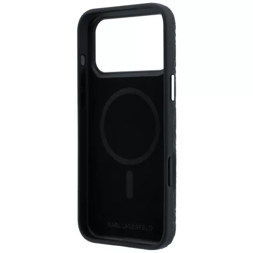 Karl Lagerfeld Grained Allover Logo Apple iPhone 18 Pro Max MagSafe hátlapvédő tok fekete (KLHMP18XPSKLFOFK)