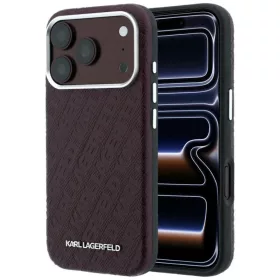   Karl Lagerfeld Grained Allover Logo Apple iPhone 18 Pro Max MagSafe hátlapvédő tok bordó (KLHMP18XPSKLFOFR)