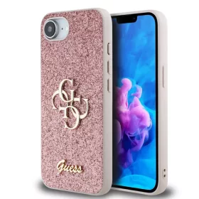   Guess PU Fixed Glitter 4G Metal Logo Apple iPhone 18 Pro hátlapvédő tok pink (GUHCP18LHG4SGP)