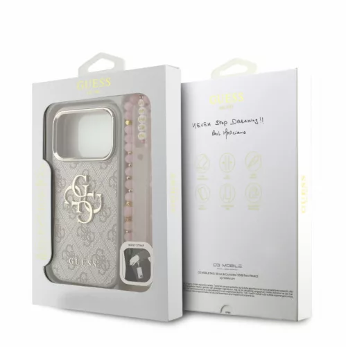 Guess PU Leather 4G Logo Strap Apple iPhone 18 Pro Max hátlapvédő tok pink (GUHCP18XP4GMGSCP)