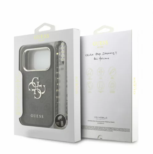 Guess PU Leather 4G Logo Strap Apple iPhone 18 Pro hátlapvédő tok fekete (GUHCP18LP4GMGSCK)