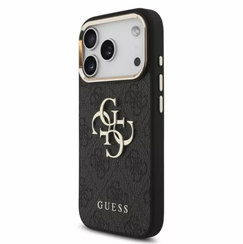 Guess PU Leather 4G Logo Strap Apple iPhone 18 Pro Max hátlapvédő tok fekete (GUHCP18XP4GMGSCK)