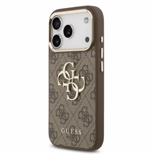 Guess PU Leather 4G Logo Strap Apple iPhone 18 Pro hátlapvédő tok barna (GUHCP18LP4GMGSCW)