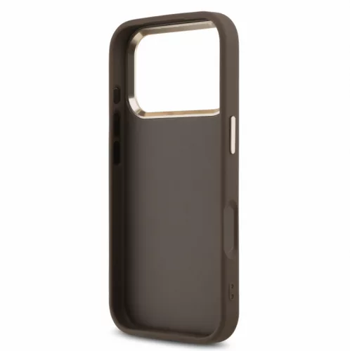 Guess PU Leather 4G Logo Strap Apple iPhone 18 Pro hátlapvédő tok barna (GUHCP18LP4GMGSCW)