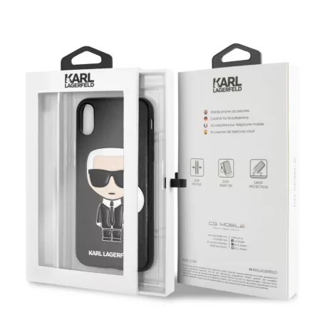 Karl Lagerfeld Apple iPhone X / XS Iconic hátlapvédő tok fekete (KLHCPXIKPUBK)