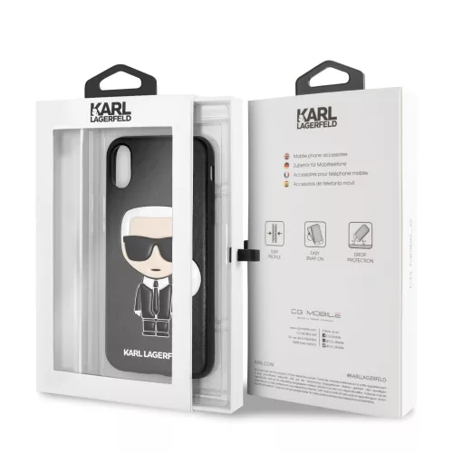 Karl Lagerfeld Apple iPhone X / XS Iconic hátlapvédő tok fekete (KLHCPXIKPUBK)