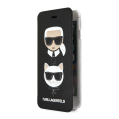   Karl Lagerfeld and Choupette Apple iPhone 7 / 8 / SE2 / SE3 (4.7) oldalra nyíló könyv tok fekete (KLFLBKI8KICKC)