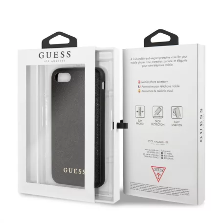 Guess Apple iPhone 7 / 8 / SE2 / SE3 (4.7) Saffiano PU Silicone hátlapvédő tok fekete (GUHCI8SLSABK)