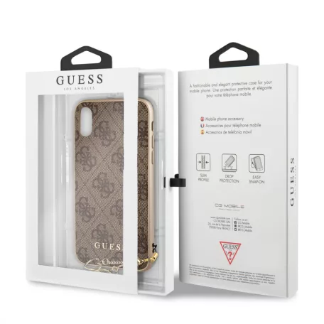 Guess Apple iPhone X / XS Charms Hard Case hátlapvédő tok barna (GUHCPXGF4GBR)