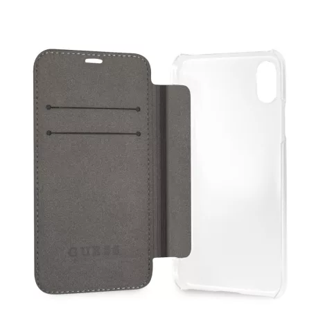 Guess Apple iPhone X / XS 4G oldalra nyíló könyv tok szürke (GUFLBKPXGF4GG)