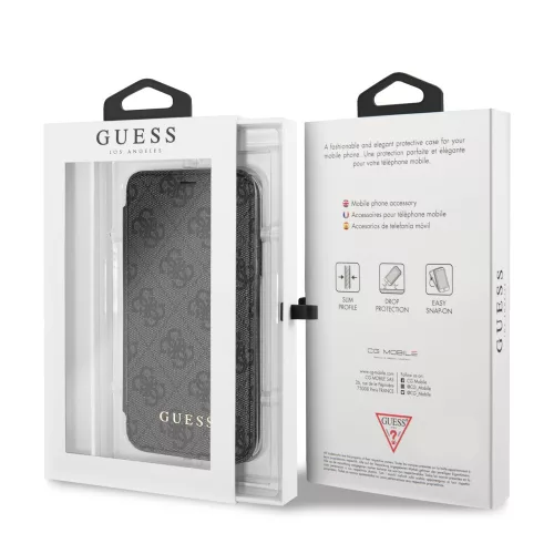 Guess Apple iPhone X / XS 4G oldalra nyíló könyv tok szürke (GUFLBKPXGF4GG)
