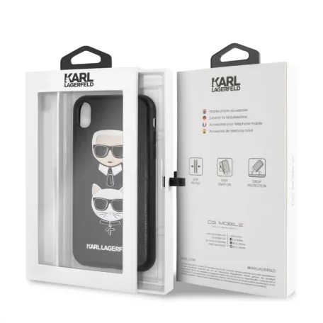 Karl Lagerfeld and Choupette Apple iPhone XR (6.1) hátlapvédő tok fekete (KLHCI61KICKC)