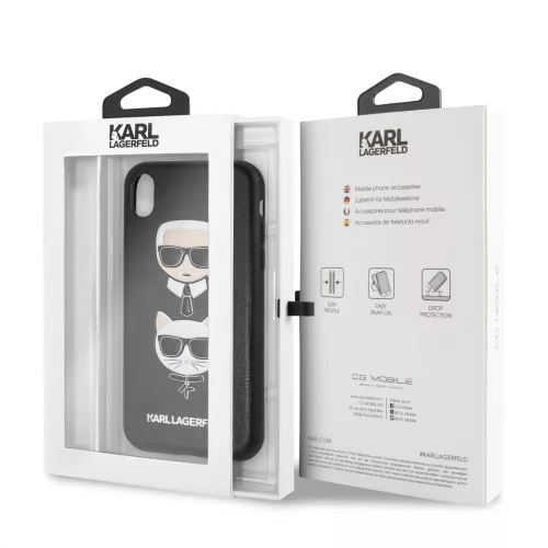 Karl Lagerfeld and Choupette Apple iPhone XR (6.1) hátlapvédő tok fekete (KLHCI61KICKC)
