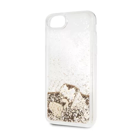 Guess Apple iPhone 7 / 8 / SE2 / SE3 (4.7) New Glitter Hearts hátlapvédő tok arany (GUHCI8GLHFLGO)
