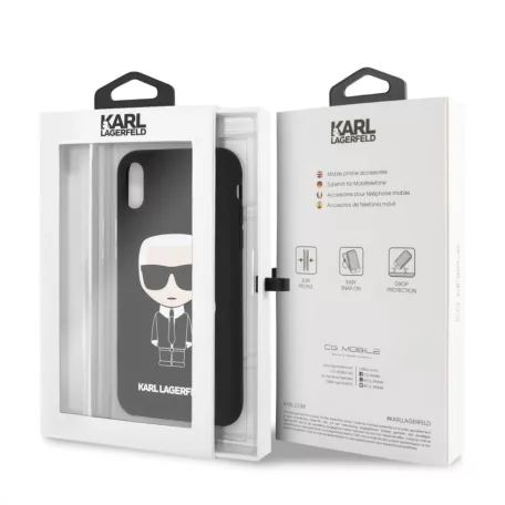 Karl Lagerfeld Apple iPhone XR (6.1) hátlapvédő tok fekete (KLHCI61SLFKBK)