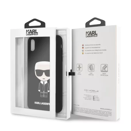 Karl Lagerfeld Apple iPhone XS Max (6.5) Full Body Iconic hátlapvédő tok fekete (KLHCI65SLFKBK)