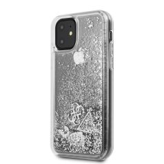   Guess Apple iPhone 11 (6.1) 2019 Glitter Hearts hátlapvédő tok ezüst (GUHCN61GLHFLSI)