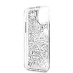   Guess Apple iPhone 11 (6.1) 2019 Glitter Hearts hátlapvédő tok ezüst (GUHCN61GLHFLSI)