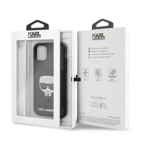 Karl Lagerfeld Apple iPhone 11 Pro (5.8) 2019 CardSlot hátlapvédő tok fekete (KLHCN58CSKCBK)