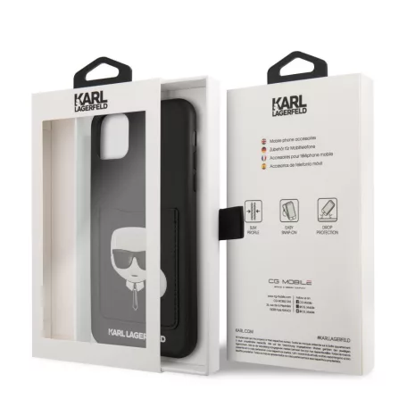 Karl Lagerfeld Apple iPhone 11 (6.1) 2019 CardSlot hátlapvédő tok fekete (KLHCN61CSKCBK)