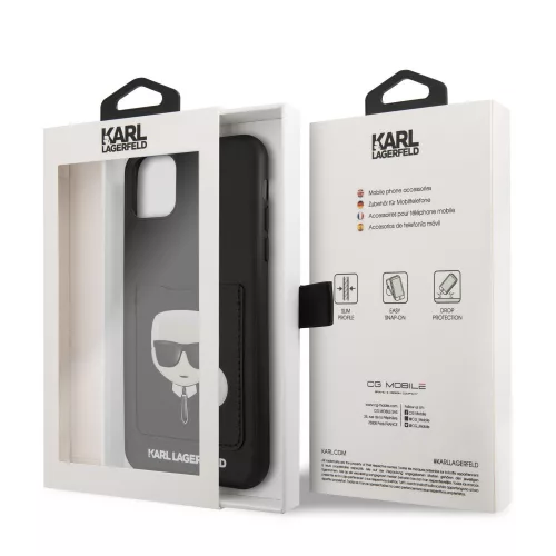 Karl Lagerfeld Apple iPhone 11 (6.1) 2019 CardSlot hátlapvédő tok fekete (KLHCN61CSKCBK)