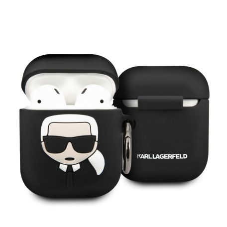 Karl Lagerfeld Apple AirPods 1/2 szilikon tok fekete (KLACCSILKHBK)