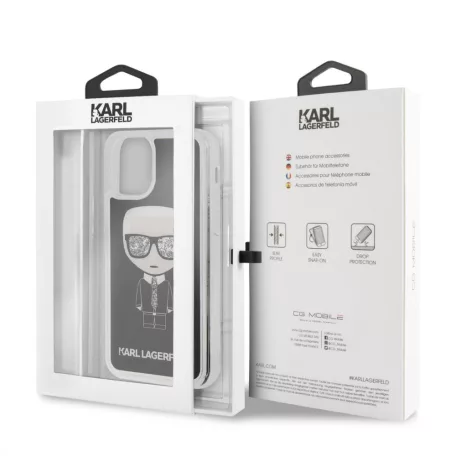 Karl Lagerfeld Apple iPhone 11 (6.1) 2019 Iconic Glitter hátlapvédő tok fekete (KLHCN61ICGBK)