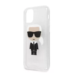   Karl Lagerfeld Apple iPhone 11 (6.1) 2019 Glitter Iconic hátlapvédő tok ezüst (KLHCN61TPUTRIKSI)
