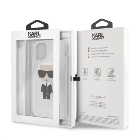 Karl Lagerfeld Apple iPhone 11 (6.1) 2019 Glitter Iconic hátlapvédő tok ezüst (KLHCN61TPUTRIKSI)