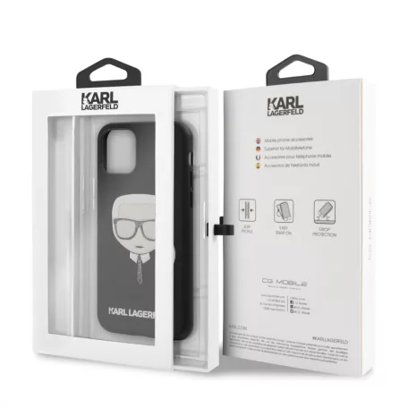 Karl Lagerfeld Apple iPhone 11 Pro (5.8) 2019 Embossed Glitter hátlapvédő tok fekete (KLHCN58GLBK)