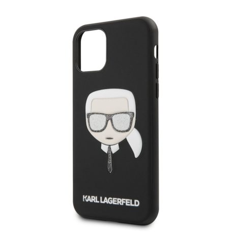 Karl Lagerfeld Apple iPhone 11 (6.1) 2019 Embossed Glitter hátlapvédő tok fekete (KLHCN61GLBK)