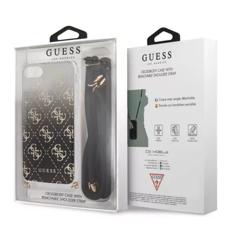 Guess Apple iPhone 7 / 8 / SE2 / SE3 (4.7) 4G Electroplated hátlapvédő tok fekete (GUHCI8WO4GBK)