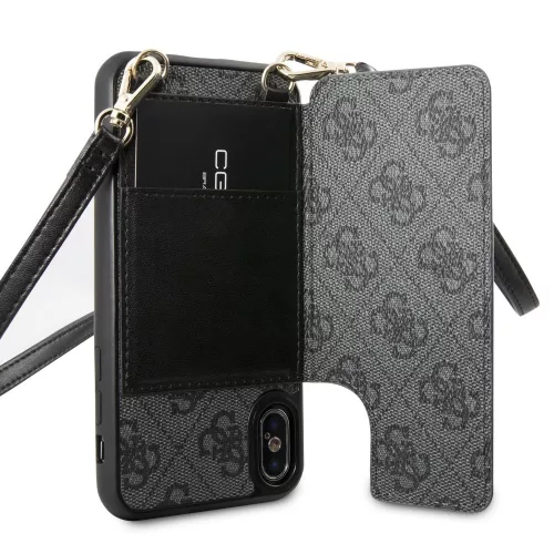 Guess Apple iPhone X / XS Crossbody Cardslot hátlapvédő tok szürke (GUHCPXCB4GG)