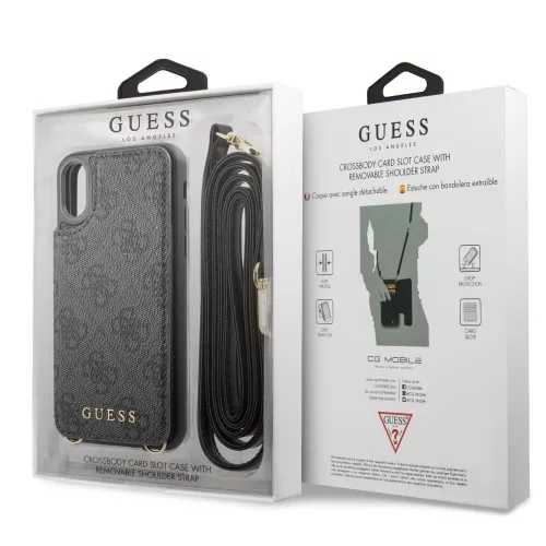 Guess Apple iPhone X / XS Crossbody Cardslot hátlapvédő tok szürke (GUHCPXCB4GG)