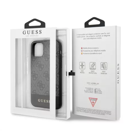 Guess Apple iPhone 11 Pro Max (6.5) 2019 4G Stripe hátlapvédő tok szürke (GUHCN65G4GLGR)