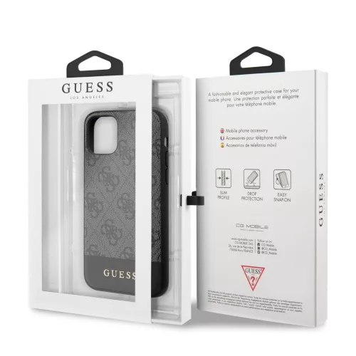 Guess Apple iPhone 11 Pro Max (6.5) 2019 4G Stripe hátlapvédő tok szürke (GUHCN65G4GLGR)