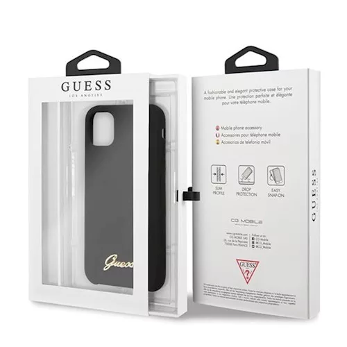 Guess Apple iPhone 11 Pro Max (6.5) 2019 Vintage hátlapvédő tok fekete (GUHCN65LSLMGBK)