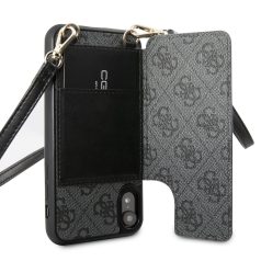   Guess Apple iPhone XR (6.1) 4G Crossbody Cardslot hátlapvédő tok szürke (GUHCI61CB4GG)