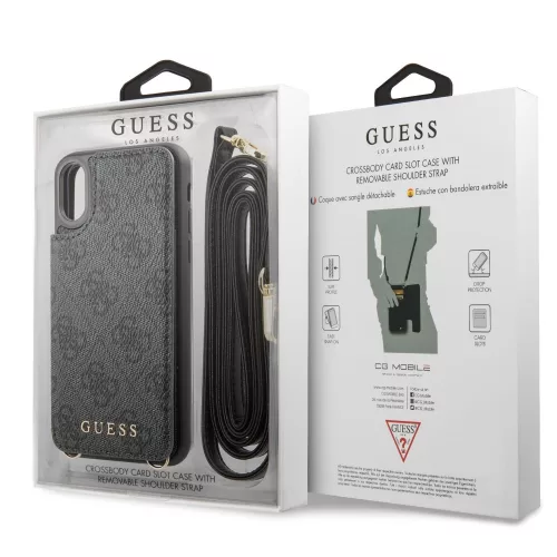 Guess Apple iPhone XR (6.1) 4G Crossbody Cardslot hátlapvédő tok szürke (GUHCI61CB4GG)