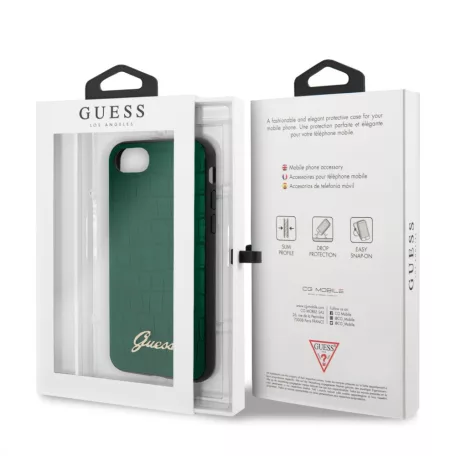 Guess Apple iPhone 7 / 8 / SE2 / SE3 (4.7) Croco hátlapvédő tok zöld (GUHCI8PCUMLCRDG)